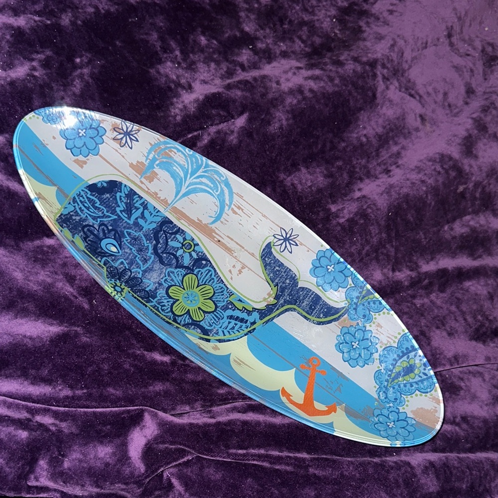 Blue Whale Decorative Glass Plate